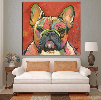 FRENCH BULLDOG ABSTRACT OIL PAINTING PRINT ON ...