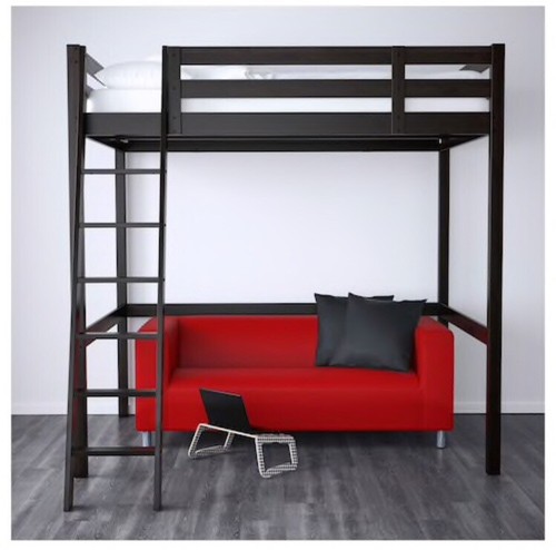 Black Wooden Loft Bed by IKEA (matching mattress sold separately)