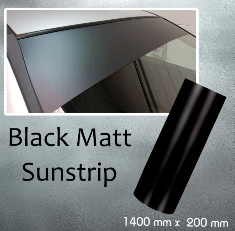 Matt Black Sun Strip Universal Car Windscreen Sunstrip 140cm X 20cm Vinyl