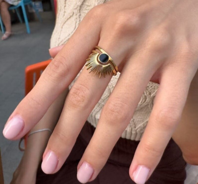 14k Sun Ring - Rising Sun Ring - Gold Dainty Ring - Spike Ring - Statement Ring