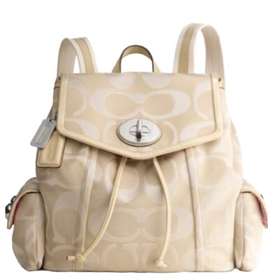 coach poppy backpack, Tan/Gold/ Light Khaki *Read*