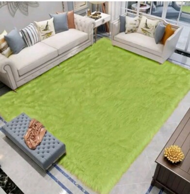 Latepis Olive Grass Green Area Rugs 8x10 for Living Room Shag Rug Faux Sheepskin