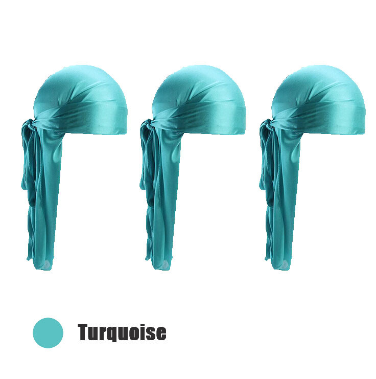 3 Pack Silky Satin Durag Unisex Wave Cap Hat Doo Rag Biker Smooth Head Wrap