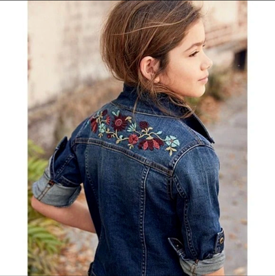 Girls embroidered sales jean jacket