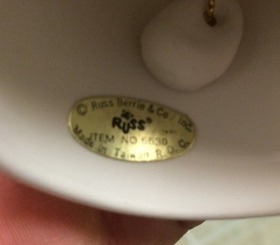 Vintage Russ Berrie Bell Bunny Taiwan ROC  FREE SHIP