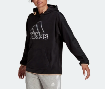 adidas Women s Essentials Brand Love Giant Logo Polar Fleece Hoodie Size S