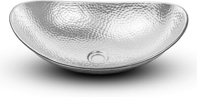 Monarch Abode 19486 Satin Silver Hand Hammered Harbor Bathroom Vessel Sink 19''