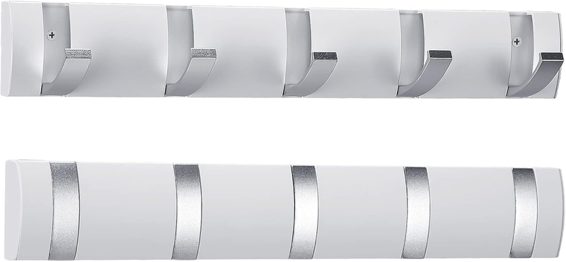 2 Pack Wall Mounted Coat Rack, Floating Door Wall Coat Rack with Retractable Hoo