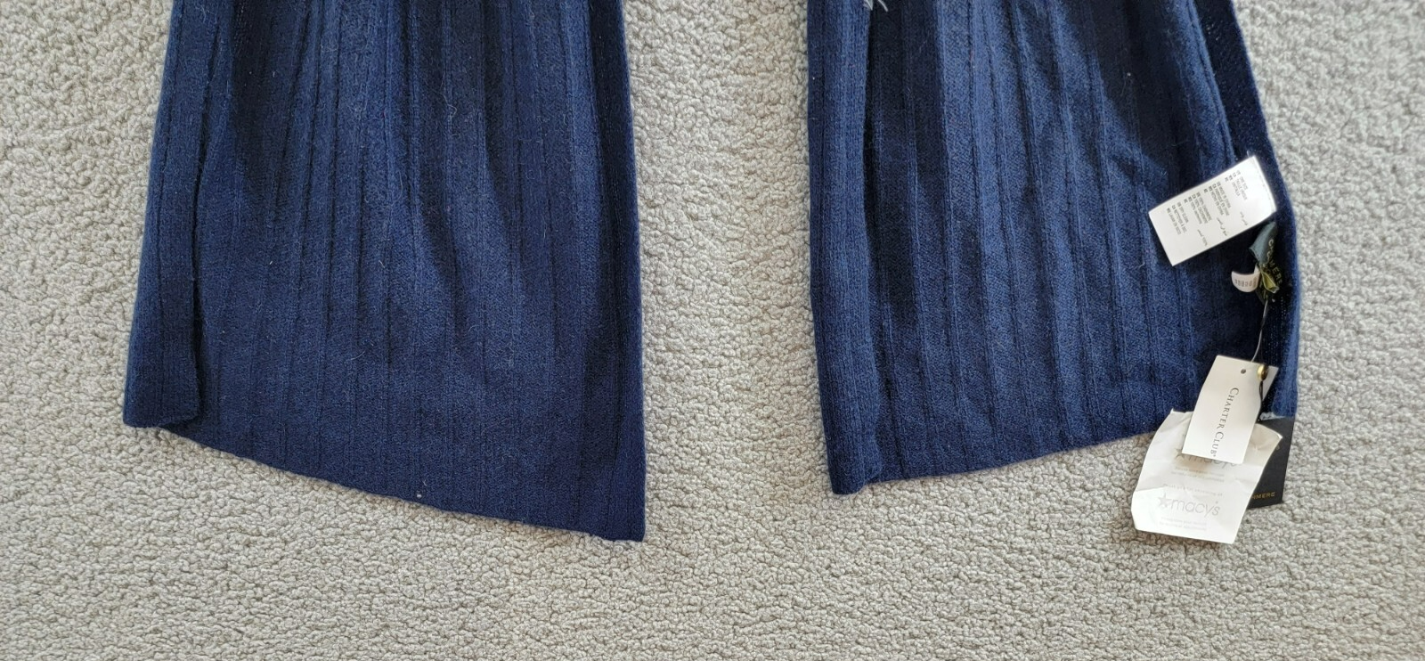 Charter Club Ribbed 100% Cashmere Scarf Women's One Size Navy - Picture 4 of 13