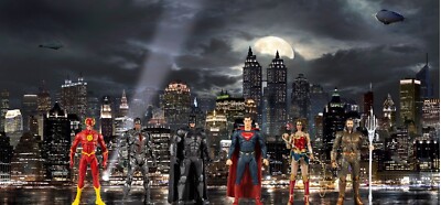 7'' DC Marvel Batman Superman Super Hero Action Figure City Diorama Backdrop