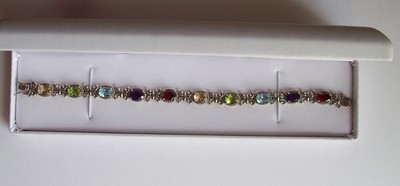 Sterling Silver Gemstone Bracelet by PAJ - Garnet, Peridot, Citrine Amethyst 925