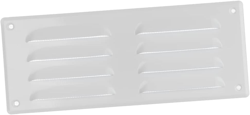 White Metal Air Vent Grille Cover with Insect Mesh 260x105mm / 10x4