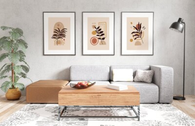 3 Set A3 Leaves & Shapes Vector Illustration Poster Unframed HIGH QUALITY