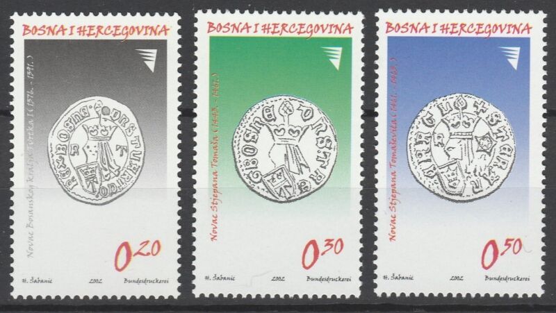 Bosnia Herzegovina 2002 Old Coins 3 MNH stamps
