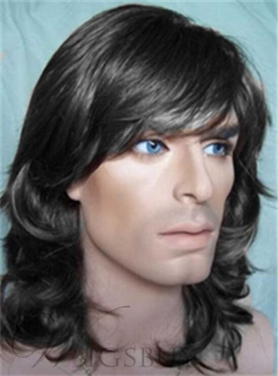 100 Real Hiar Medium Curly Black Wigs For Men 12 In Human Hair Ebay