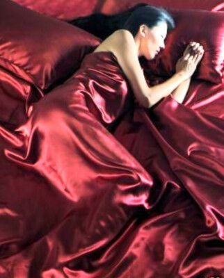 SINGLE BED SATIN COMPLETE SET DARK RED DUVET COVER AND PILLOWCASES 
