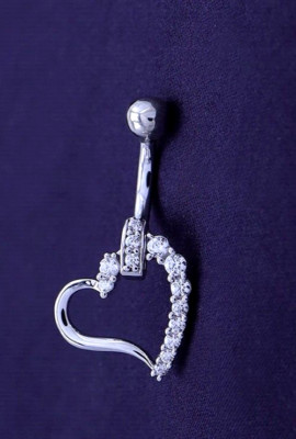 1.50Ct Round Cut Lab-Created Diamond Belly Button Ring 14K White Gold Plated