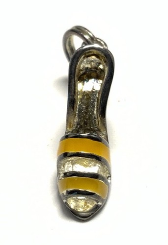 ALF Sterling Silver 925 Yellow Enameled High Heal Shoe Charm