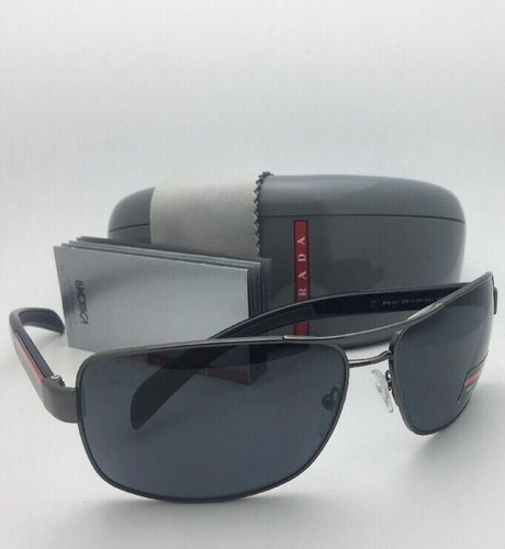 Pre-owned Prada Sport Polarized Sunglasses Sps 54i 5av-5z1 65-14 Gunmetal Frames With Grey In Gray