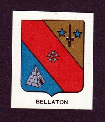 Aproximadamente 1880 Bellaton Escudo De Armas Heráldico Litografía Antigua