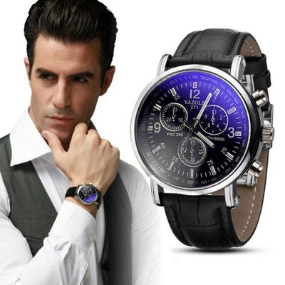 New Menquots Date Luxury Fashion Crocodile Faux Leather Military Analog Watch Watch