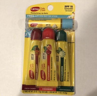 Carmex Daily Care Moisturizing Lip Balm Multi Pack Cupcake Batter Stick SPF 15