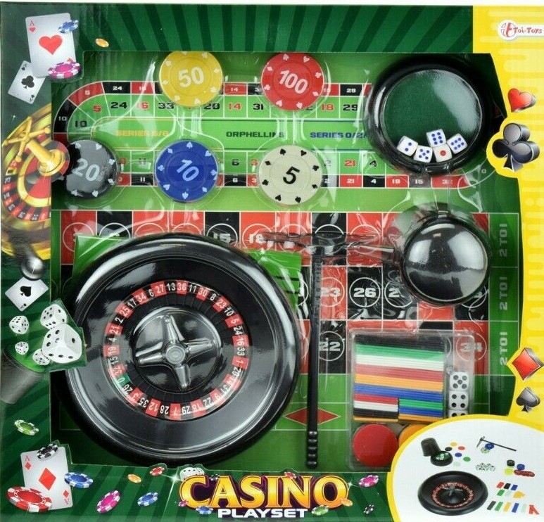 Casino Roulette Spieleset klein mit Würfel Casinoset