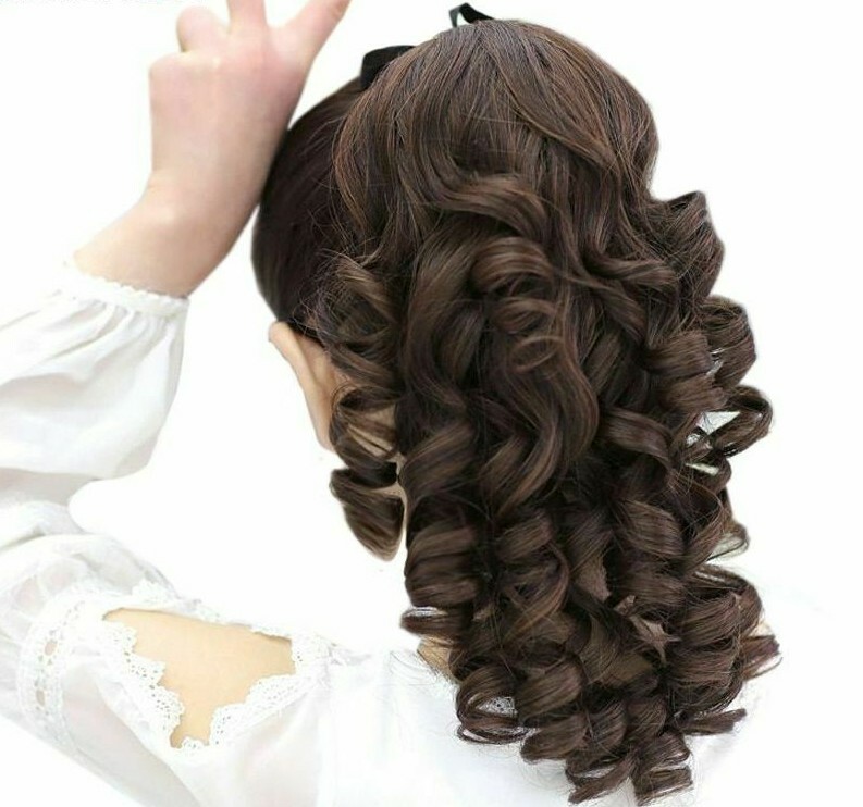 Hair Extensions Clip In Fake Heat Resistant Short Curly Synthetic
