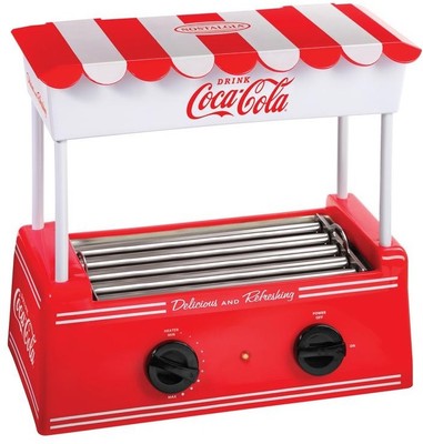 Nostalgia Coca-Cola Hot Dog Roller Grill Stainless Steel Adjustable Heat Setting