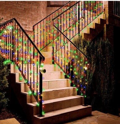 Curtain Lights Outdoor Eueasy 15FT×3.3FT, Plug in 300 LEDs Multi-color