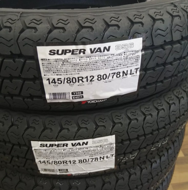YOKOHAMA SUPER VAN Y356 145/80R12 80/78 145R12 6PR Set of 4