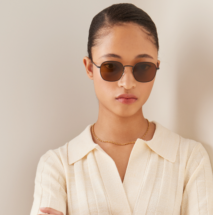 Pre-owned Oliver Peoples Ades Titanium Sun 50mm In True Brown Msrp$619 Aubrey Plaza's Fav