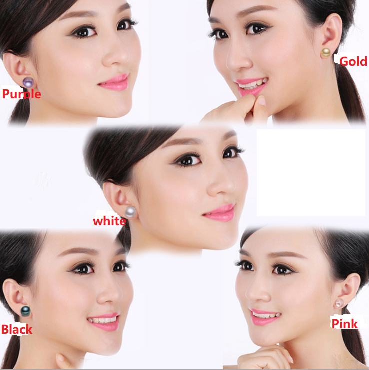 6/8/10/12mm Natural South Sea Shell Pearl Stud Earrings 925 Sterling Silver Set