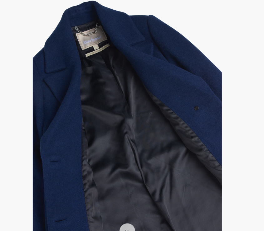 Pre-owned Barbour Angelina Flattering Longline Wool-ble Coat Msrp$680 Gorgeous Azure Blue