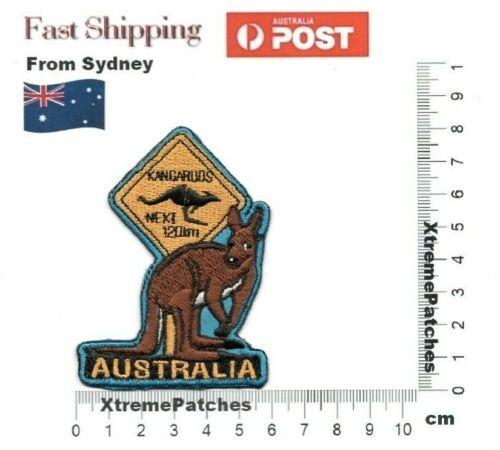 Kangaroos Next 120KM Road Sign Australia Embroidered Iron Sew on