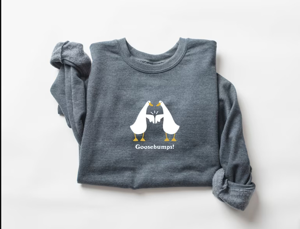 Goose Bumps Goosebumps Pun Ultra Cozy Retro Drop Shoulder Dart Grey 3D SWEATER