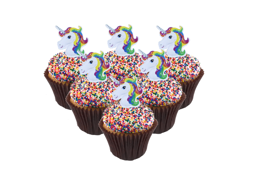 Unicorn Cupcake Topper Rainbow Color 24pc