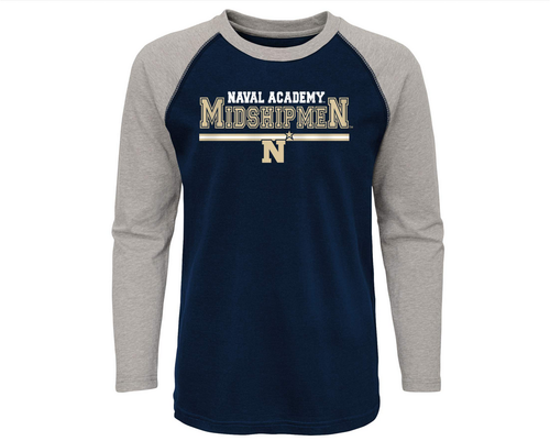 Футболка Outerstuff NCAA Молодежная (8–20) Военно-морской академии Гардемаринов Университетская футболка реглан