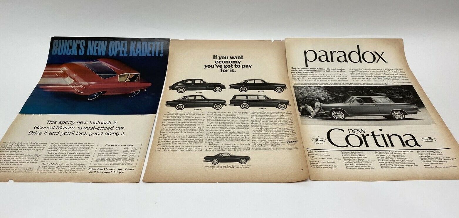 Lot 33 Mixed Lot Vintage Car Magazine Ads 1960s 1970s