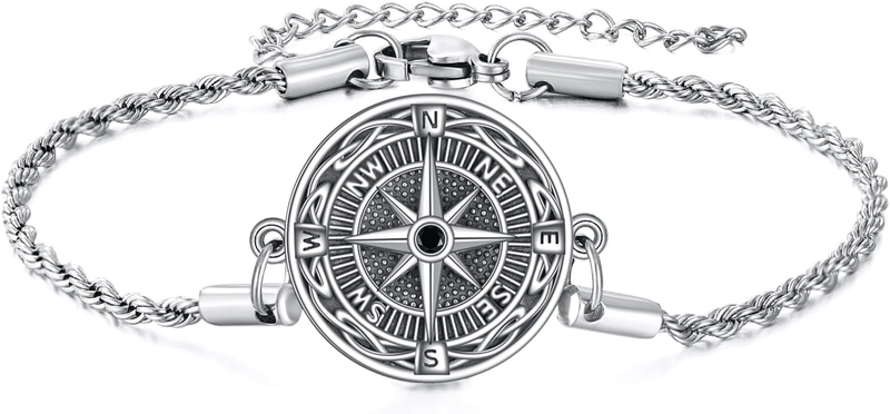 925 Sterling Silver Bracelet Mountain Cross Mustard Seed Star of David Compass B