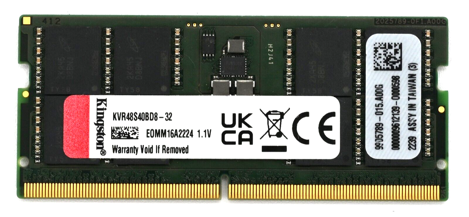 Kingston 32GB DDR5 SODIMM 4800MHz 2Rx8 Laptop RAM CL40 Memory
