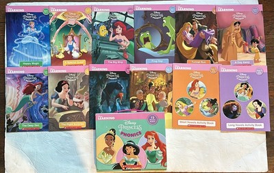 Disney Princess Phonics Reading Program 12 Book Set Scholastic With Handle Box