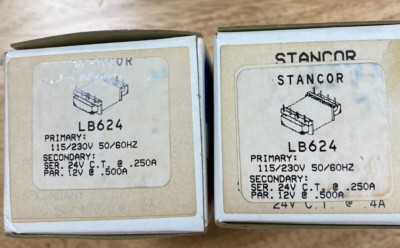 LOT OF 2 STANCOR LB624 TRANSFORMER115V/230V TO 12/24 6VA