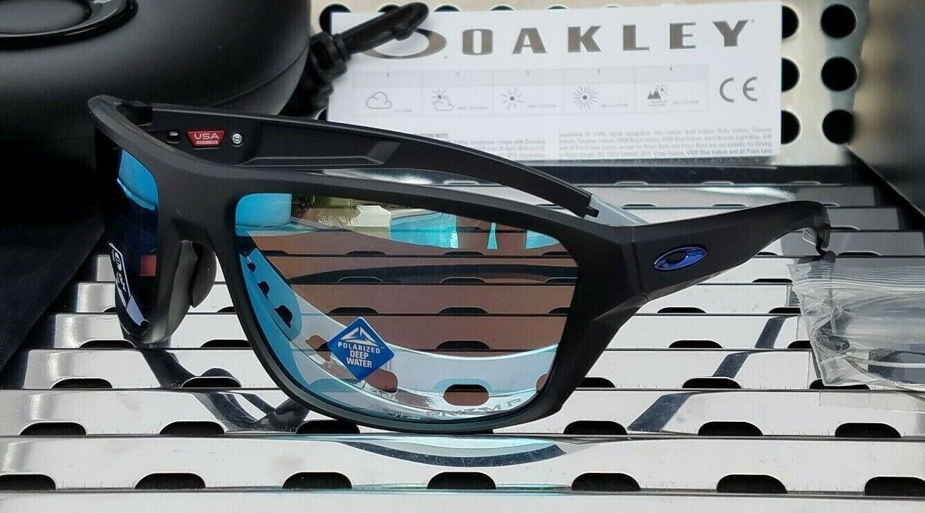 Pre-owned Oakley Split Shot 9416-0664 Sunglasses Matte Blck /prizm Deep H2o Polarized In Blue