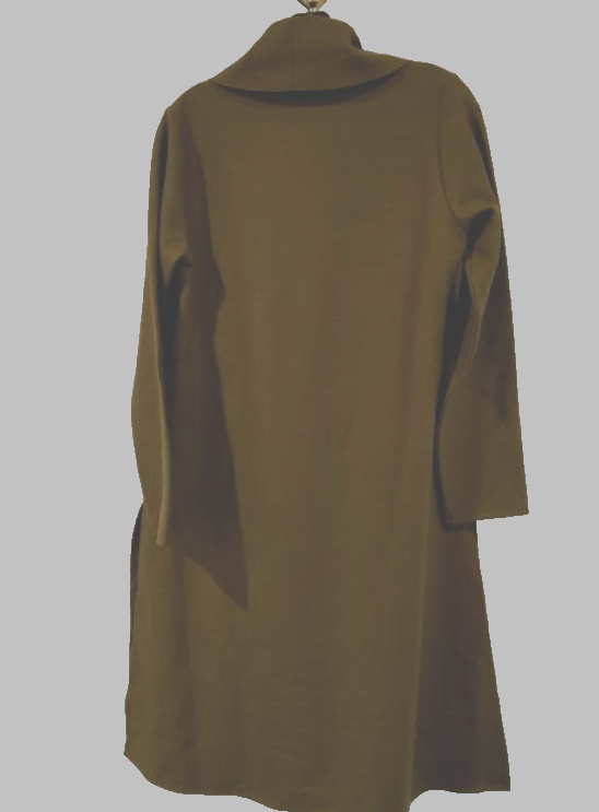 Pre-owned Eileen Fisher High Collar Litewigt Boiled Wool Jersey Jacket Serpentine Green S In Serpenine Green