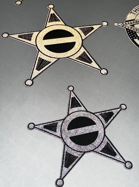 Police Officer Decal - SHERIFF STAR BLACKOUT REFLECTIVE Set of 2 Decals 4