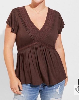 TORRID TOP BLOUSE SHORT SLEEVE TOP TEE 5 5X 5XL 28 NEW