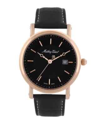Мужские часы Mathey-tissot City с черным циферблатом из черной кожи Hb611251pn