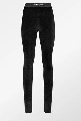 【関税込み】TOM FORD ブラック Lustrous Signature レギンス Tom Ford Blue Stretch Lustrous Velour Signature Leggings In