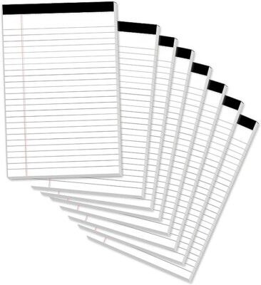 Legal Pads 5 x 8 Inch Notepad 8 Pack Note Pads College Ruled Perforated Memo ...